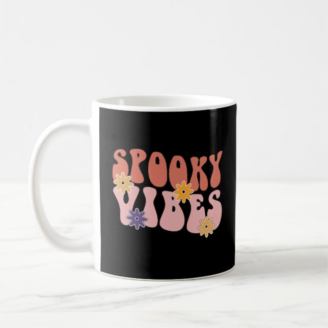 Retro Groovy Spooky Vibes Halloween Coffee Mug (Left)