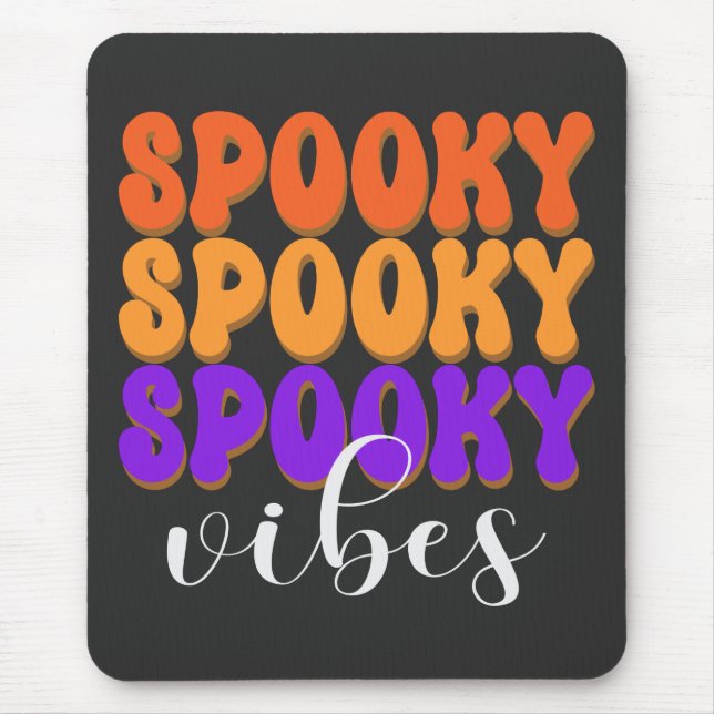 Retro Groovy Spooky Vibes Halloween Mouse Pad (Front)
