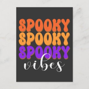 Retro Groovy Spooky Vibes Halloween Postcard