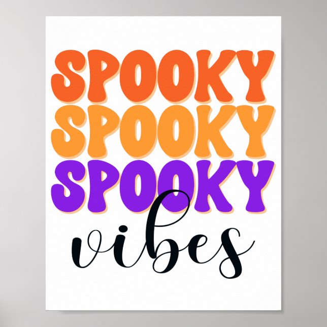Retro Groovy Spooky Vibes Vintage Halloween Poster (Front)