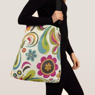 Retro Groovy Spring Pattern Crossbody Bag