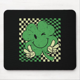 Retro Groovy St Patricks Day Lucky Shamrock Funny Mouse Pad