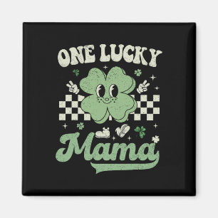 Retro Groovy St Patricks Day One Lucky Mama Hippie Magnet