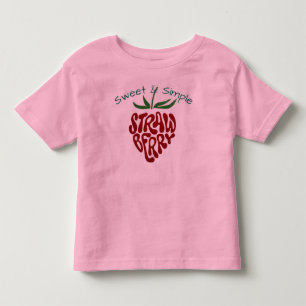 Retro Groovy Strawberry Typography Pink Kids T-Sh Toddler T-Shirt