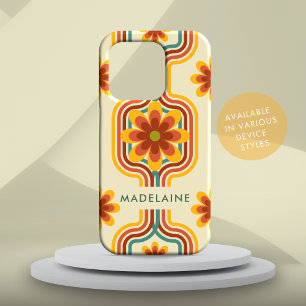 Retro Groovy Stripes Cool Daisy iPhone 15 Pro Case
