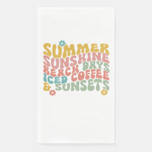Retro Groovy Summer Pink Monogram Name  Napkin