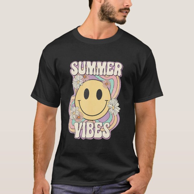 Retro Groovy Summer Vibes For Women Men Kids Summe T-Shirt (Front)