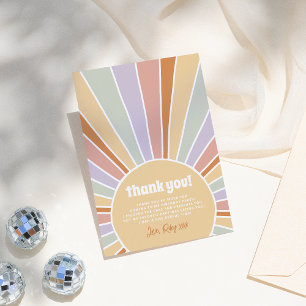Retro Groovy Sunshine Girl Birthday Party Thank You Card