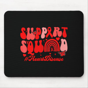 Retro Groovy Support Squad Heart Disease Red Ribbo Mouse Pad