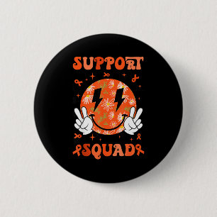 Retro Groovy Support Squad Multiple Sclerosis Oran 6 Cm Round Badge