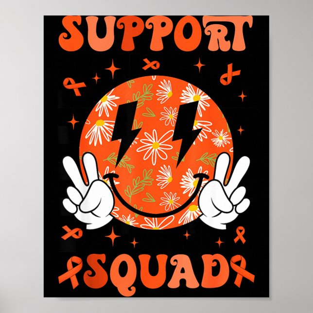 Retro Groovy Support Squad Multiple Sclerosis Oran Poster (Front)