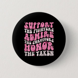 Retro Groovy Support Women Breast Cancer Awareness 6 Cm Round Badge