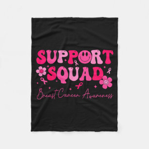 Retro Groovy Suprt Squad Breast Cancer Awareness Fleece Blanket