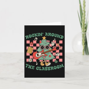 Retro Groovy Teacher Christmas Rockin' Around The  Card