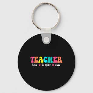 Retro Groovy Teacher Inspirational Back To School  Key Ring