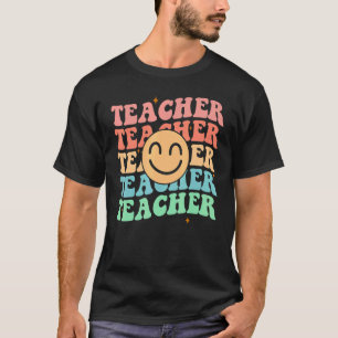 Retro Groovy Teacher Inspirational Colorful Back T T-Shirt
