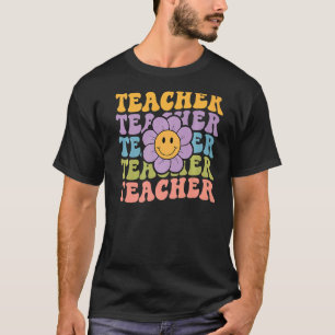 Retro Groovy Teacher Inspirational Colourful Back T-Shirt