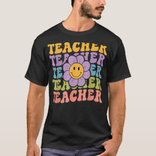 Retro Groovy Teacher Inspirational Colourful Back T-Shirt