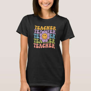 Retro Groovy Teacher Inspirational Colourful Back  T-Shirt