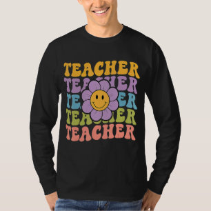 Retro Groovy Teacher Inspirational Colourful Back T-Shirt