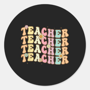 Retro Groovy Teacher Inspirational Colourful Byck Classic Round Sticker