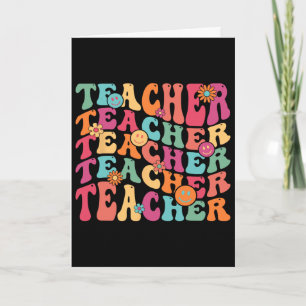 Retro Groovy Teacher Inspirational Happy Byck To S Card