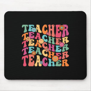 Retro Groovy Teacher Inspirational Happy Ck To Sch Mouse Pad