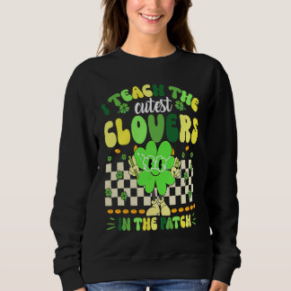 Retro Groovy Teacher  St Patricks Day Shamrock Sweatshirt