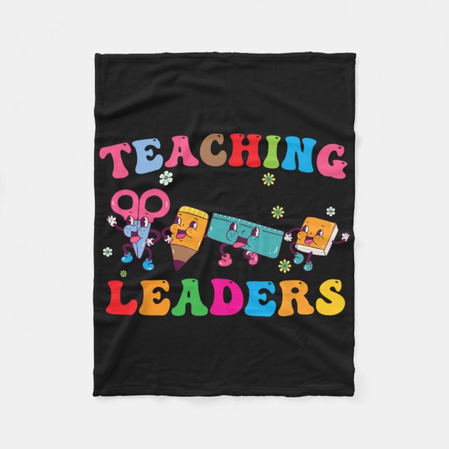 Retro Groovy Teaching Future Leaders Back To Schoo Fleece Blanket (Front)
