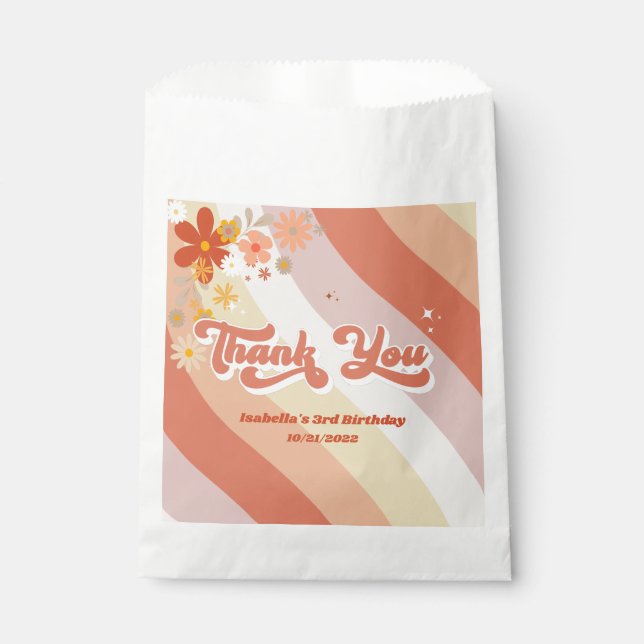 Retro Groovy Thank You Favour Bag (Front)