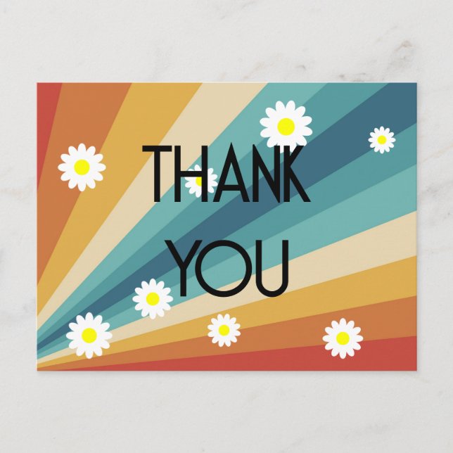 Retro Groovy - Thank You  Postcard (Front)