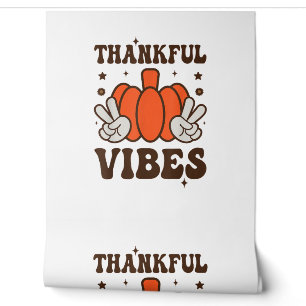 Retro Groovy Thankful Vibes Turkey Fall Thanksgivi Wallpaper