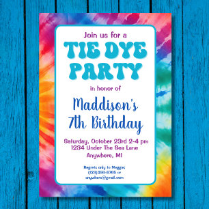Retro Groovy Tie Die Birthday Invitation