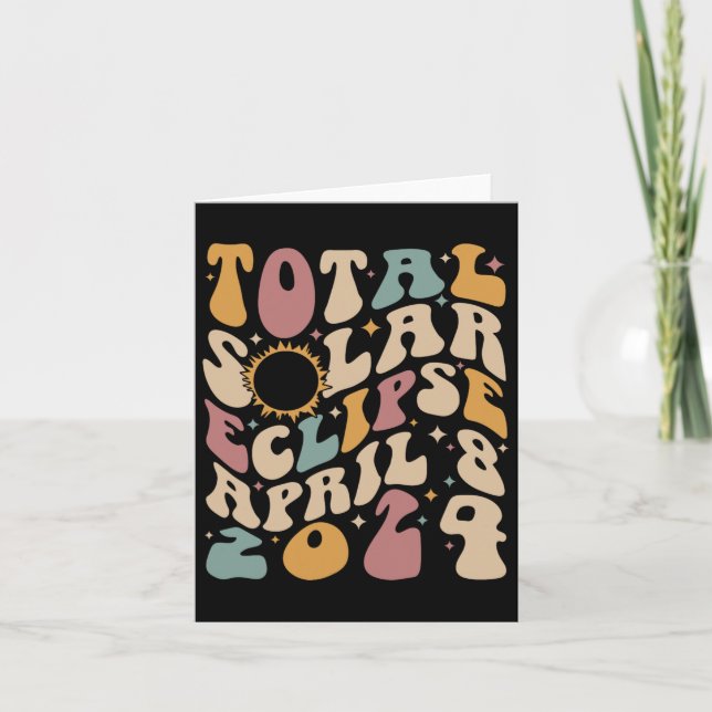 Retro Groovy Total Solar Eclipse April 081  Card (Front)
