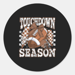 Retro Groovy Touchdown Season Football Game Day  Classic Round Sticker