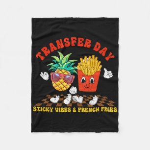 Retro Groovy Transfer Day Sticky Vibes Ivf Couple Fleece Blanket