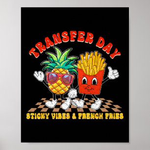 Retro Groovy Transfer Day Sticky Vibes Ivf Couple Poster