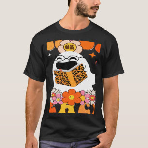 Retro Groovy Trick Or Teach Cute Ghost Teacher Hal T-Shirt