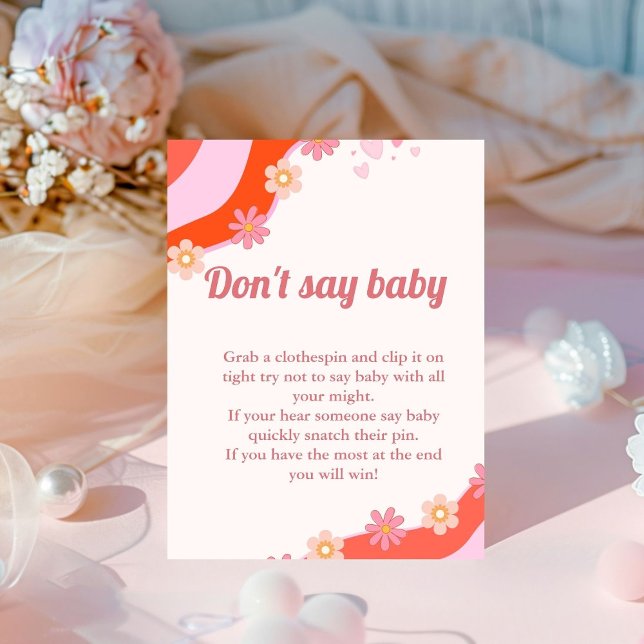 Retro Groovy valentine 'don't say baby' party sign (Creator Uploaded)
