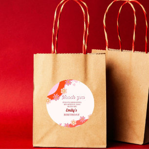 Retro Groovy Valentine Thank you Birthday Party Classic Round Sticker