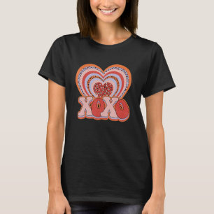 Retro Groovy Valentines Day Dress Hearts Xoxo Rain T-Shirt