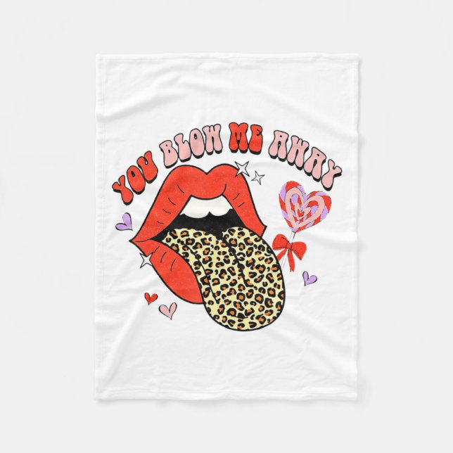 Retro Groovy Valentines Day Dress You Blow Me Away Fleece Blanket (Front)