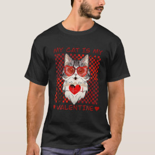 Retro Groovy Valentines Day Hippie Cat Funny Match T-Shirt