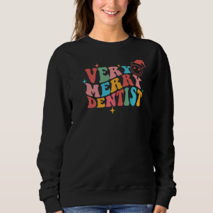 Retro Groovy Very Merry Dentist Smile Face Christm Sweatshirt