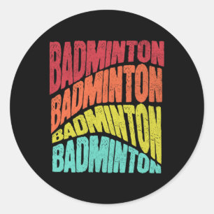 Retro Groovy Vibe Badminton Sports Team Classic Round Sticker