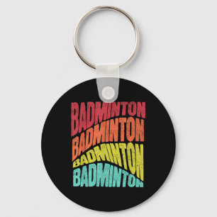 Retro Groovy Vibe Badminton Sports Team  Key Ring