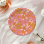 Retro Groovy Vibrant Boho Baby in Bloom  Paper Plate<br><div class="desc">This disposable paper plate design features a beautiful groovy floral background in fun-loving groovy colours!</div>