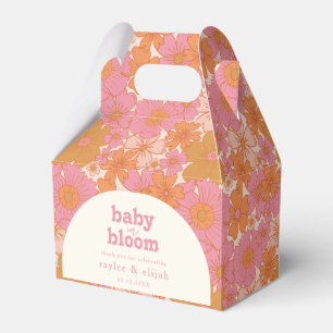 Retro Groovy Vibrant Pink Baby in Bloom Boho Favour Box