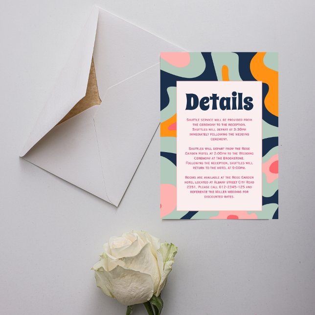 Retro Groovy Waves Colourful Wedding Enclosure Card (Creator Uploaded)