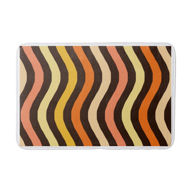 Retro Groovy Waves Seamless Pattern Bath Mat (Front)